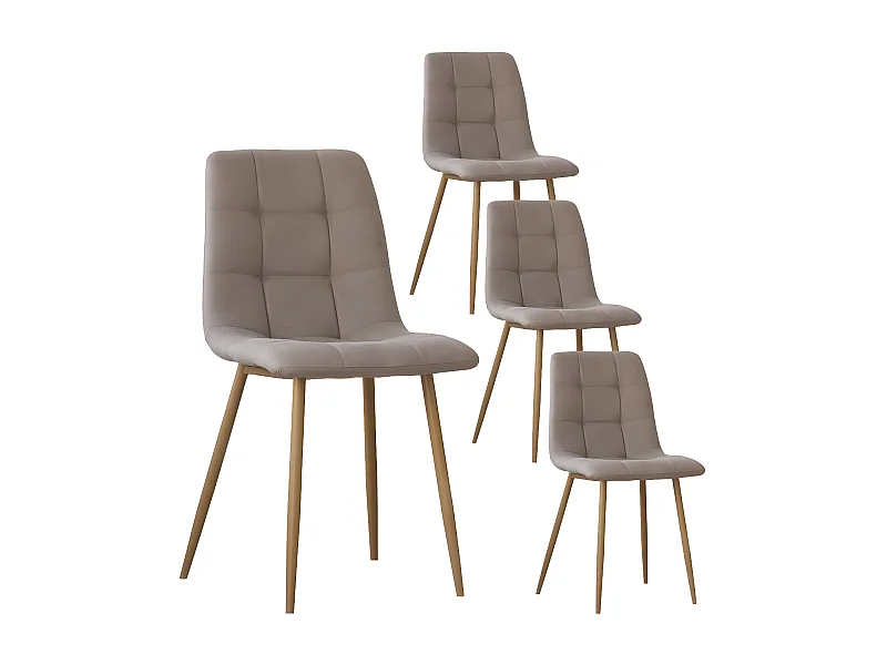 Pack de 4 chaises tissu Beige 45x88