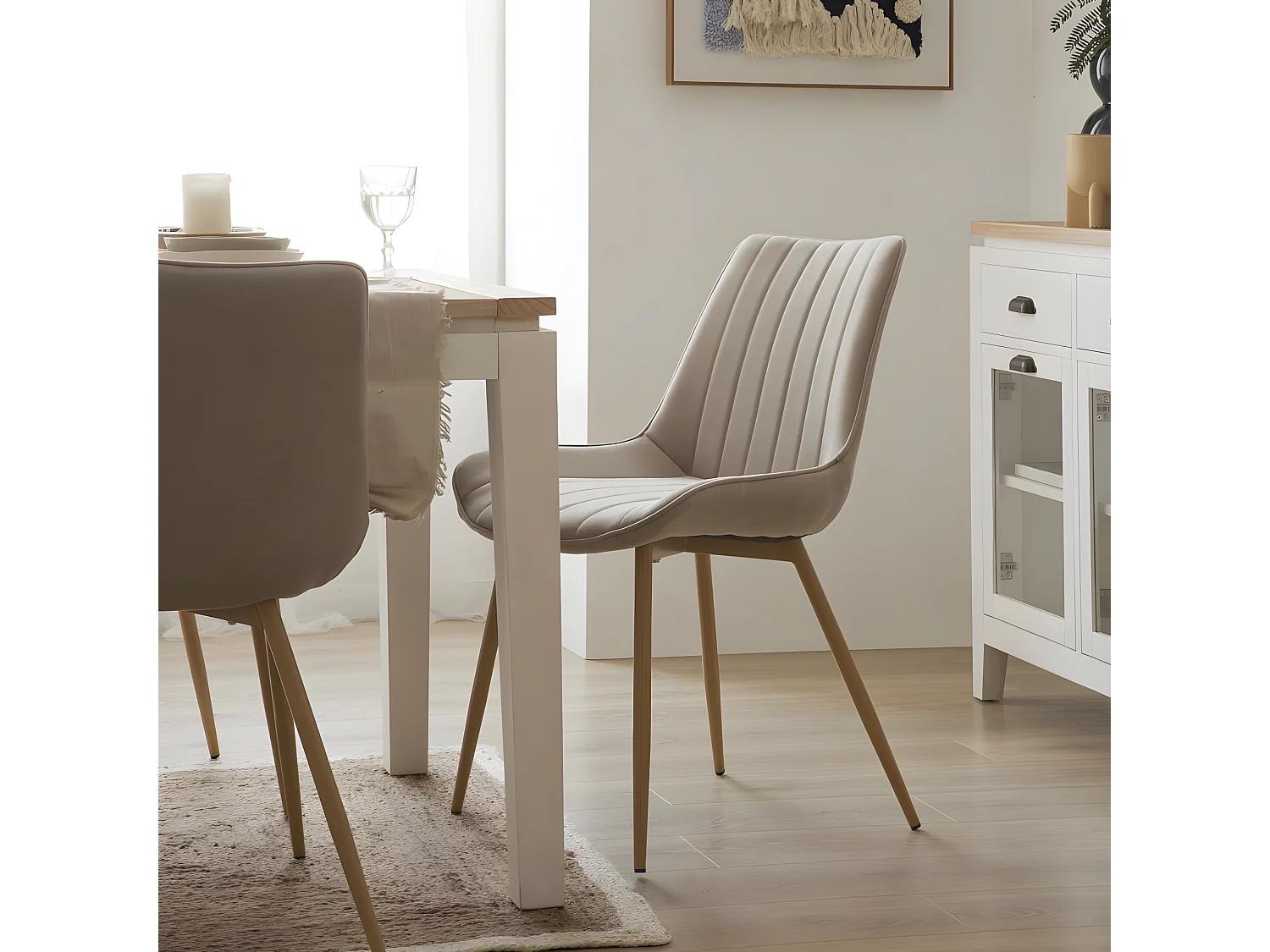 Chaise rembourrée tapissé Beige (615) 55x85