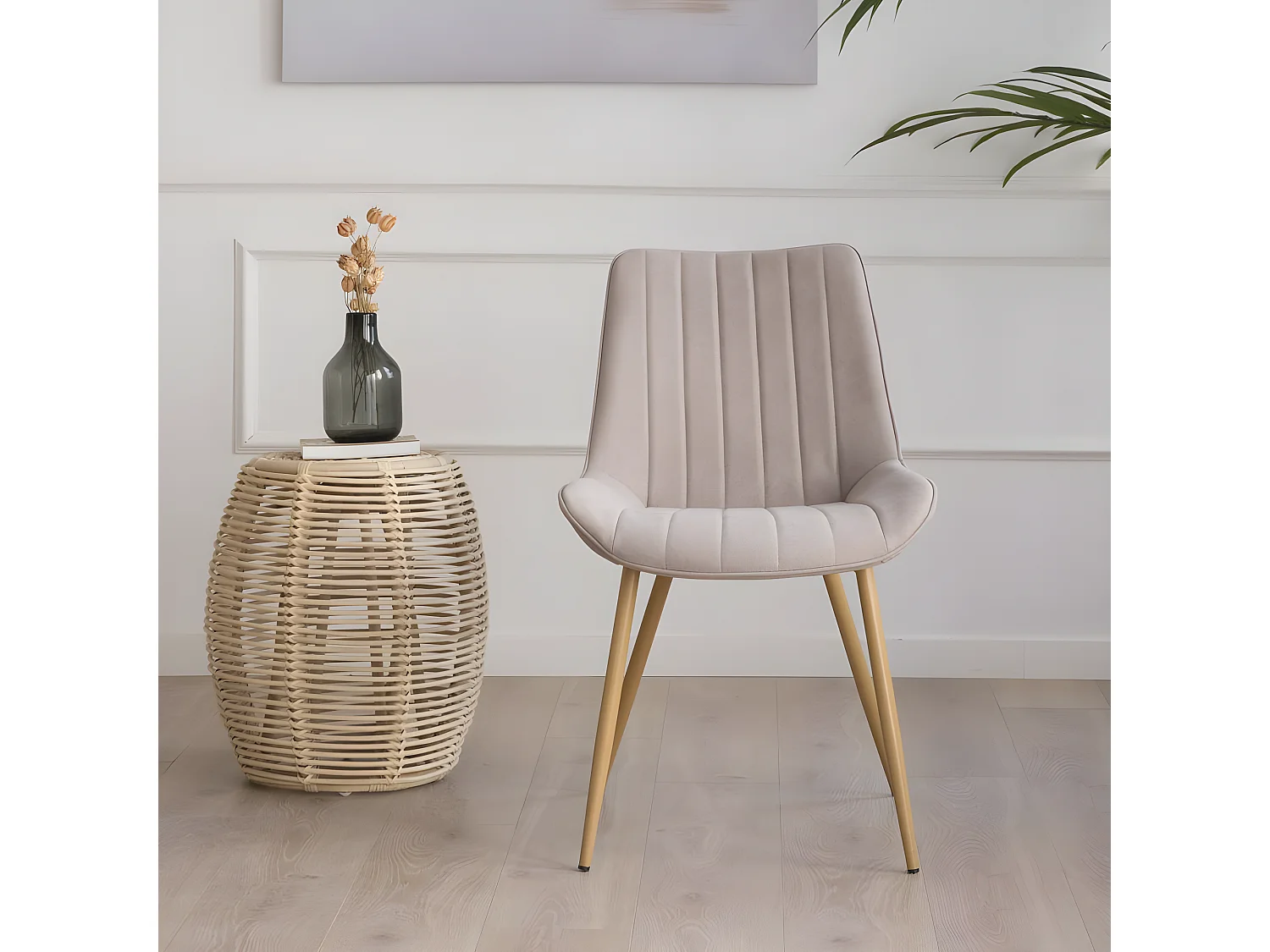 Chaise rembourrée tapissé Beige (615) 55x85