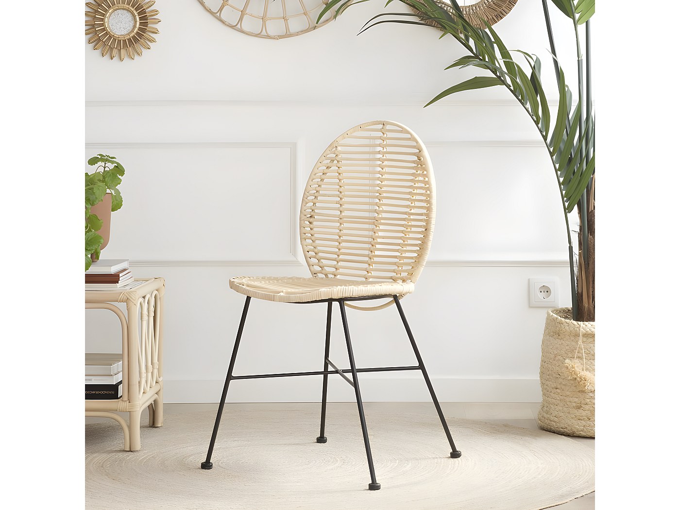 Sedia rattan e metallo Naturale 50x85