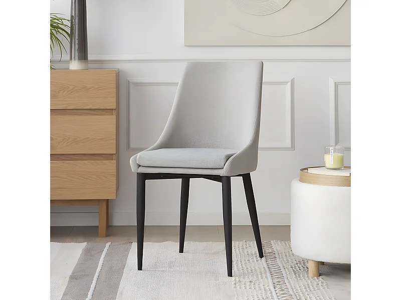 Sedia in tessuto rivestimento e gambe metalliche Grigio Perla 60x90