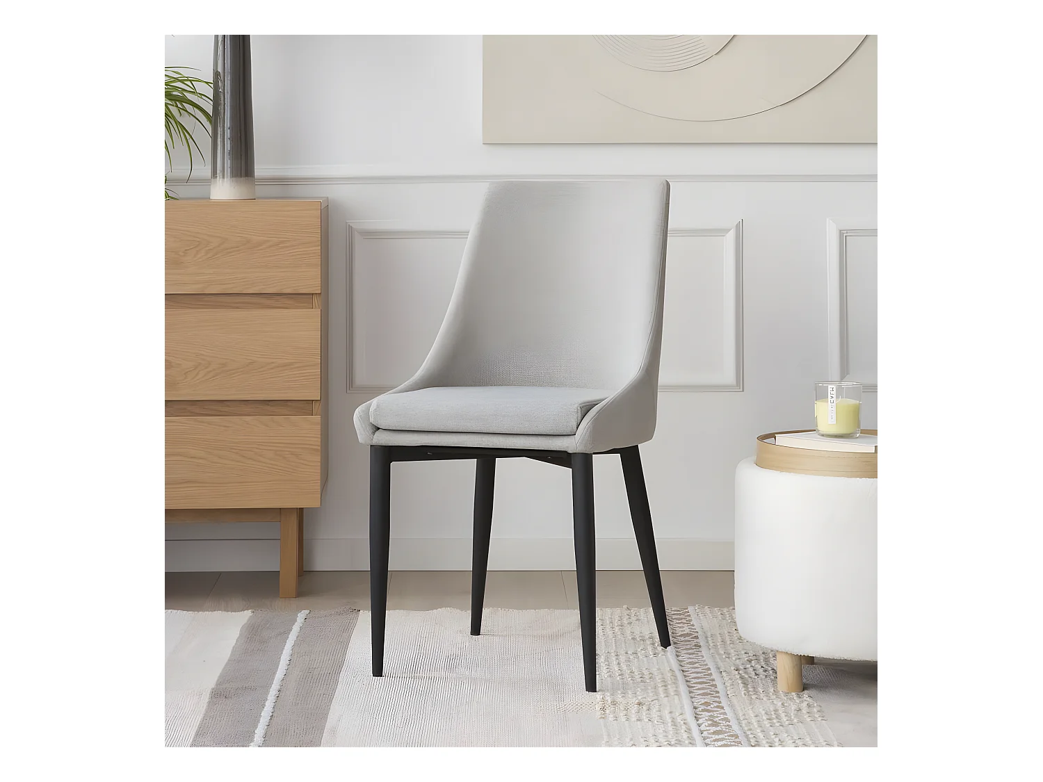 Chaise rembourrée en tapisserie Gris Perle (636) 48x90