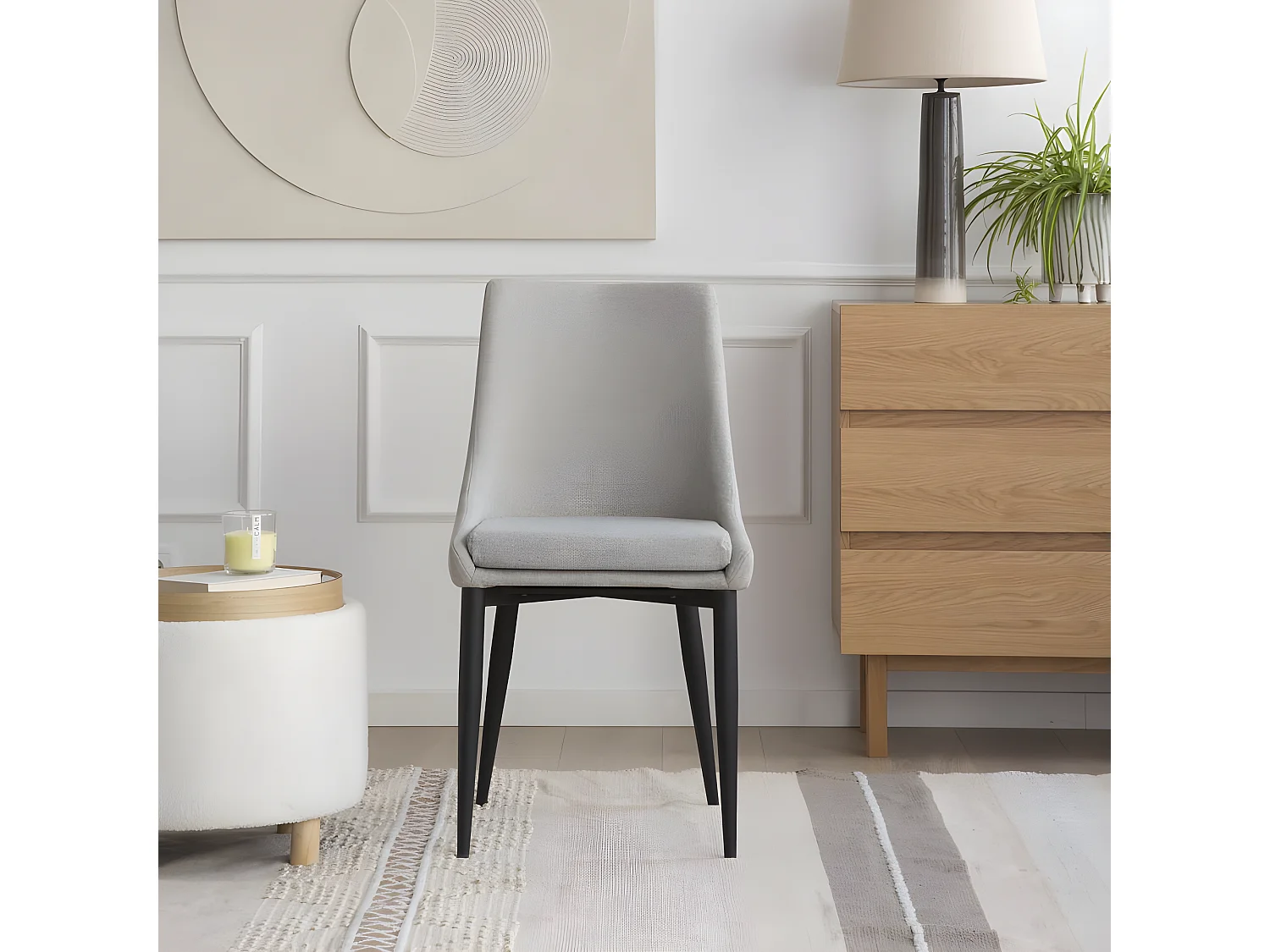 Chaise rembourrée en tapisserie Gris Perle (636) 48x90