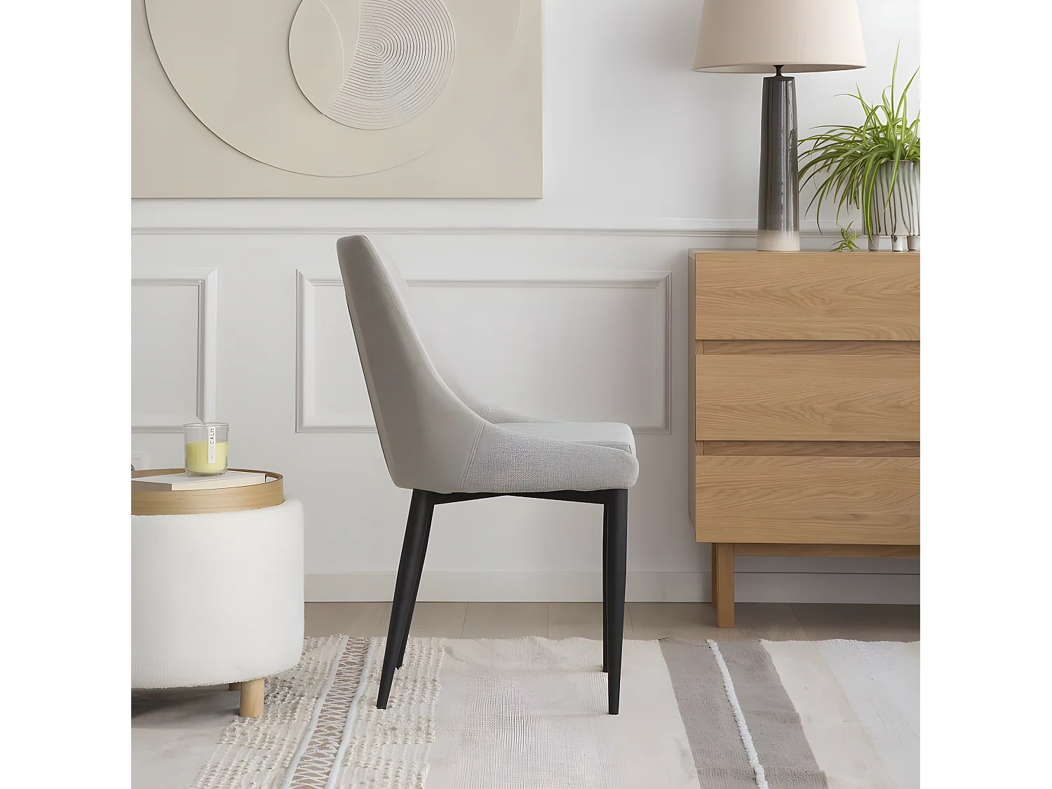 Chaise rembourrée en tapisserie Gris Perle (636) 48x90