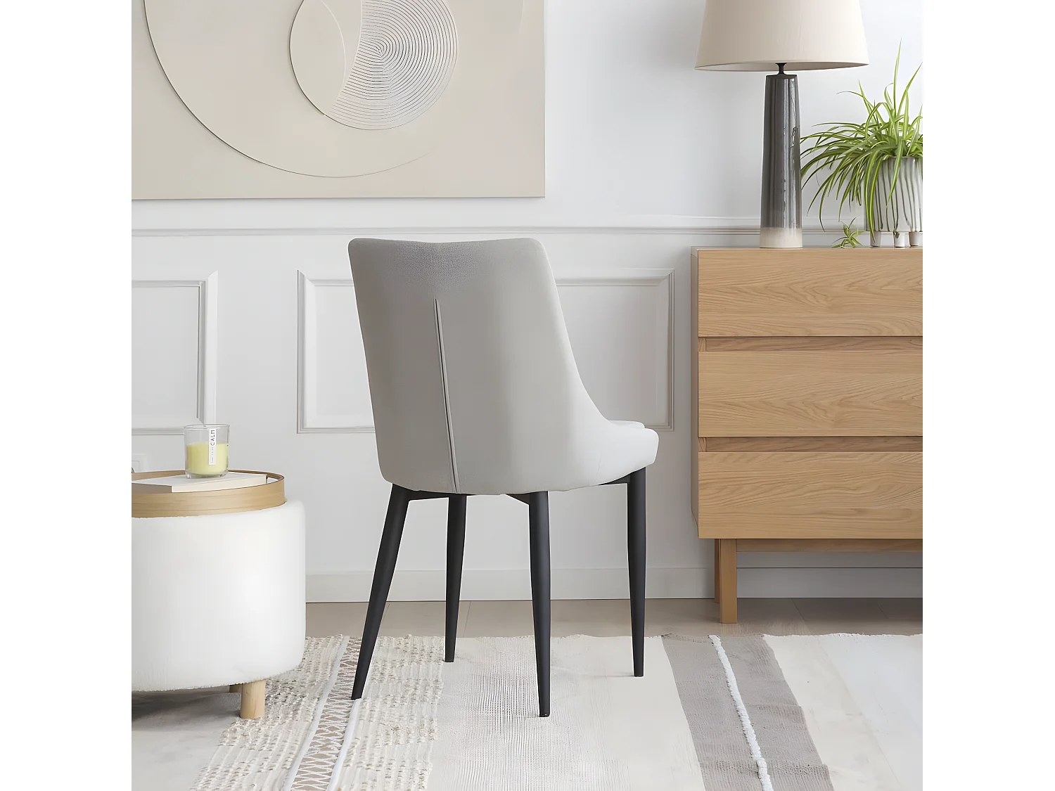 Chaise rembourrée en tapisserie Gris Perle (636) 48x90