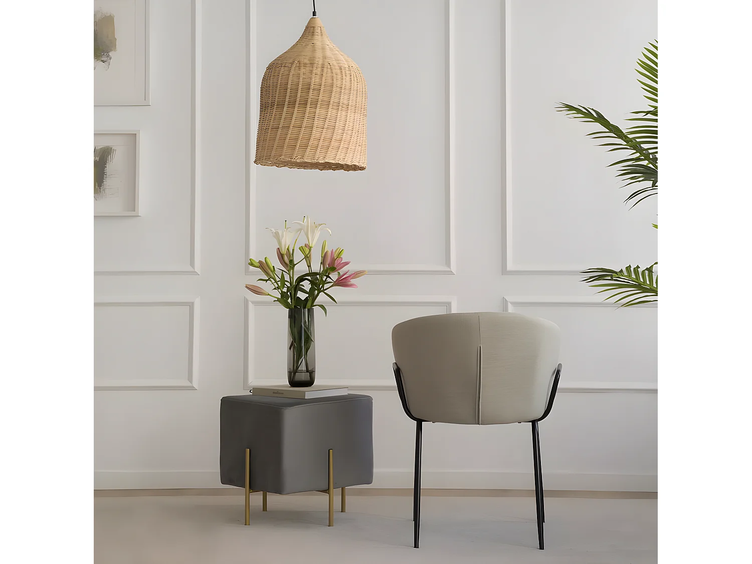 Sedia in tessuto tessuto. gambe metalliche Beige 57x76