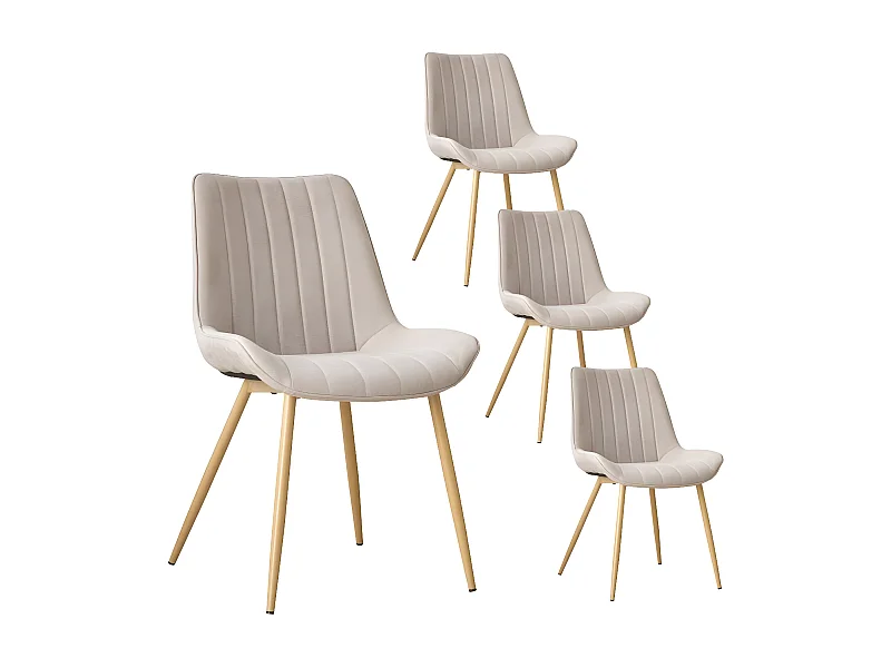 Pack Set di 4 sedie rivestimento e gambe metalliche Beige 55x85