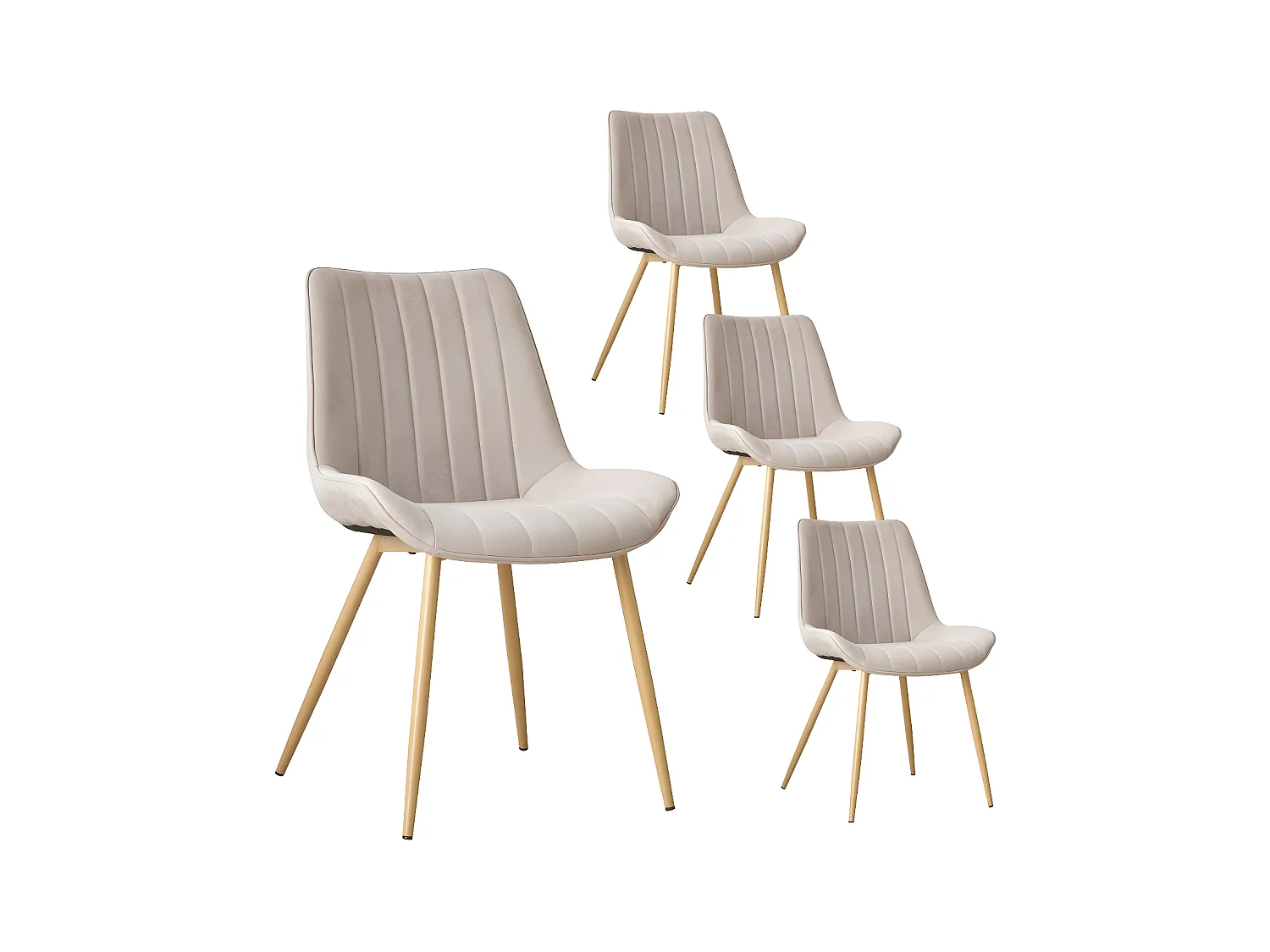 Pack de 4 chaises en tapisserie Beige 55x85
