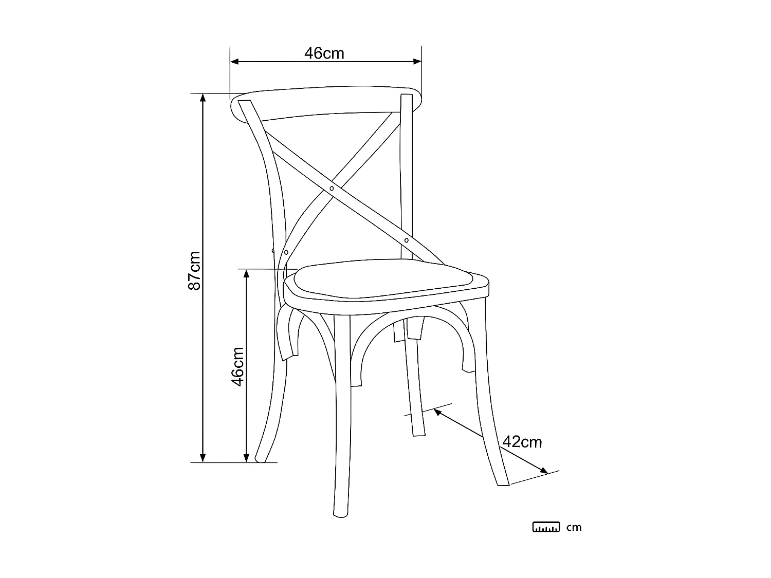 Chaise en bois massif Noyer 46x87