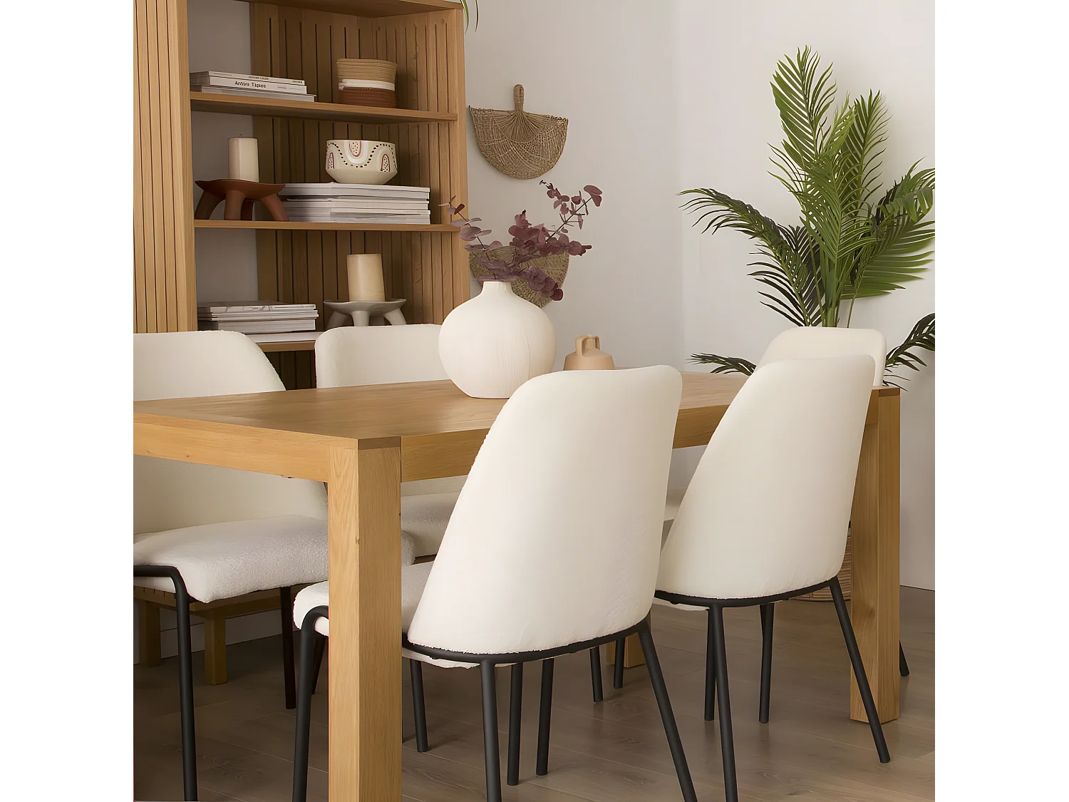 Chaise rembourrée en tissu et bois blanc 49x91