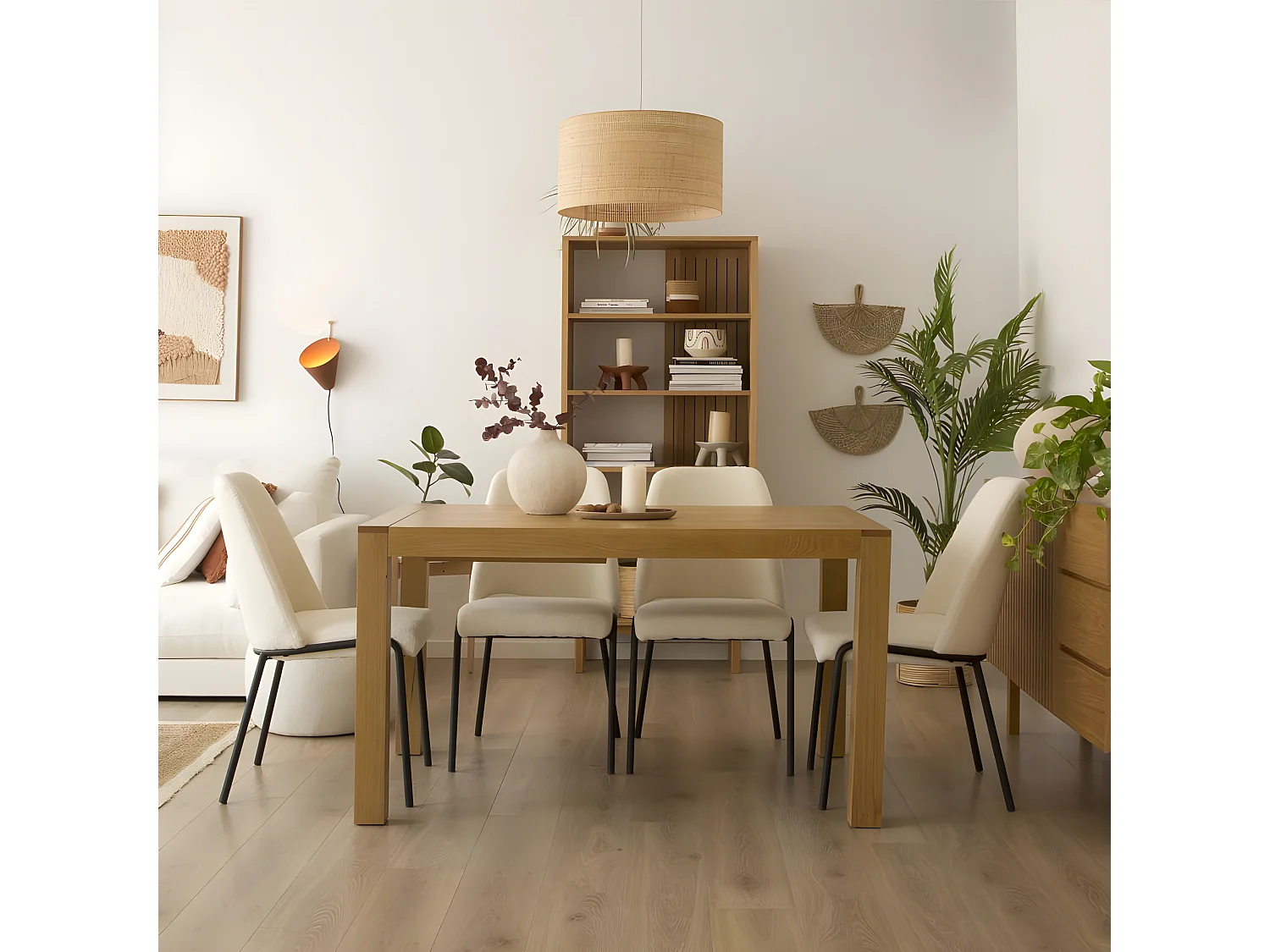 Chaise rembourrée en tissu et bois blanc 49x91