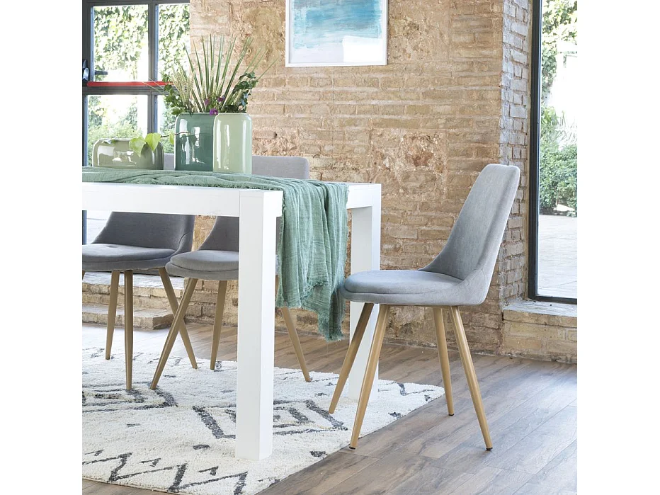 Sedia in tessuto stoffa e legno. gambe metalliche Grigio 51x87