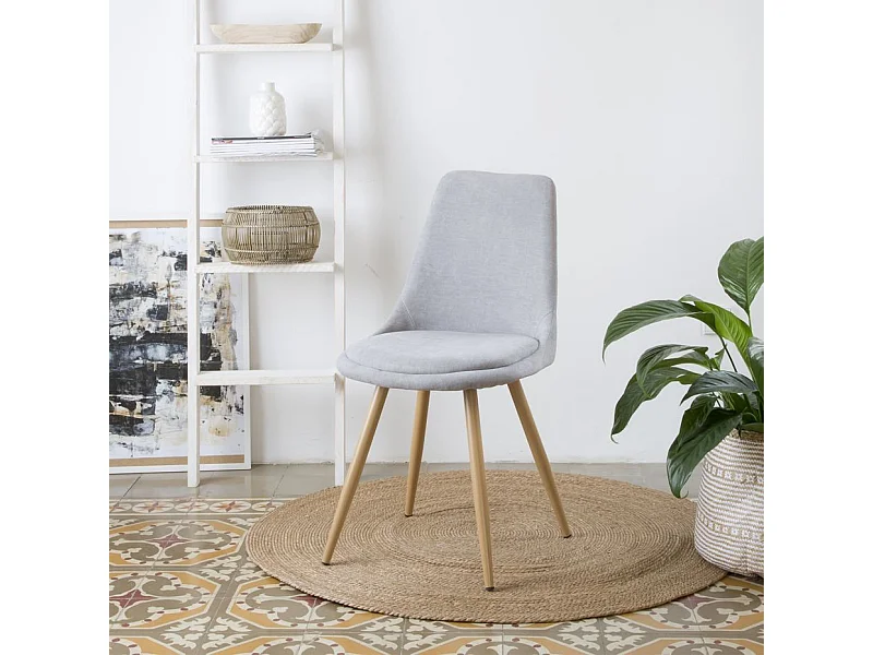 Sedia in tessuto stoffa e legno. gambe metalliche Grigio 51x87