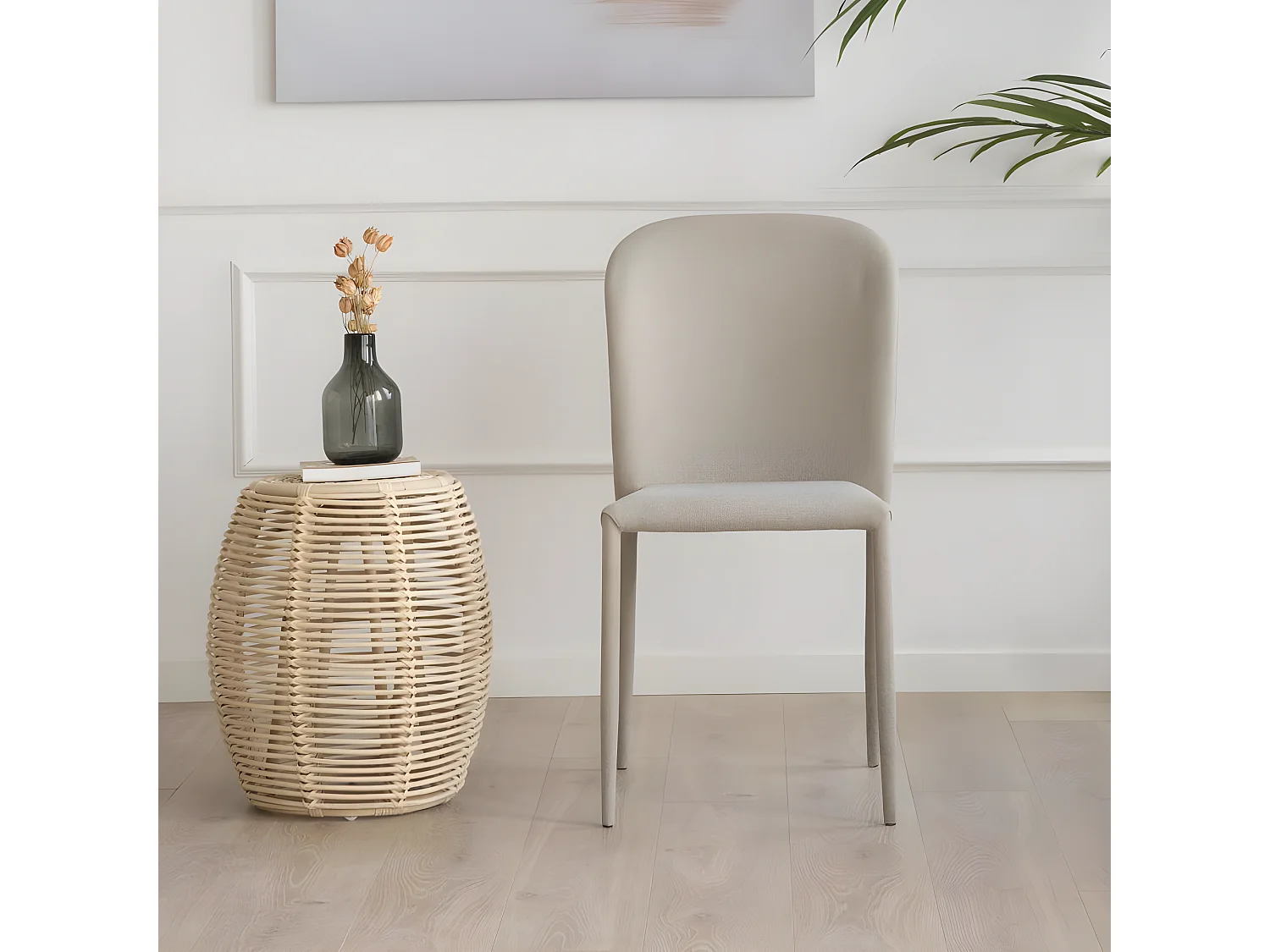 Chaise rembourrée en tapisserie Beige 44x89