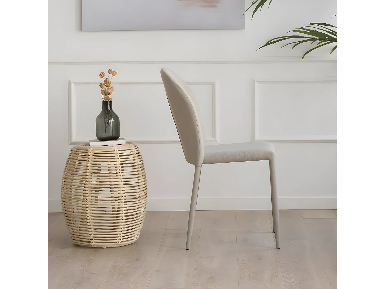 Chaise rembourrée en tapisserie Beige 44x89