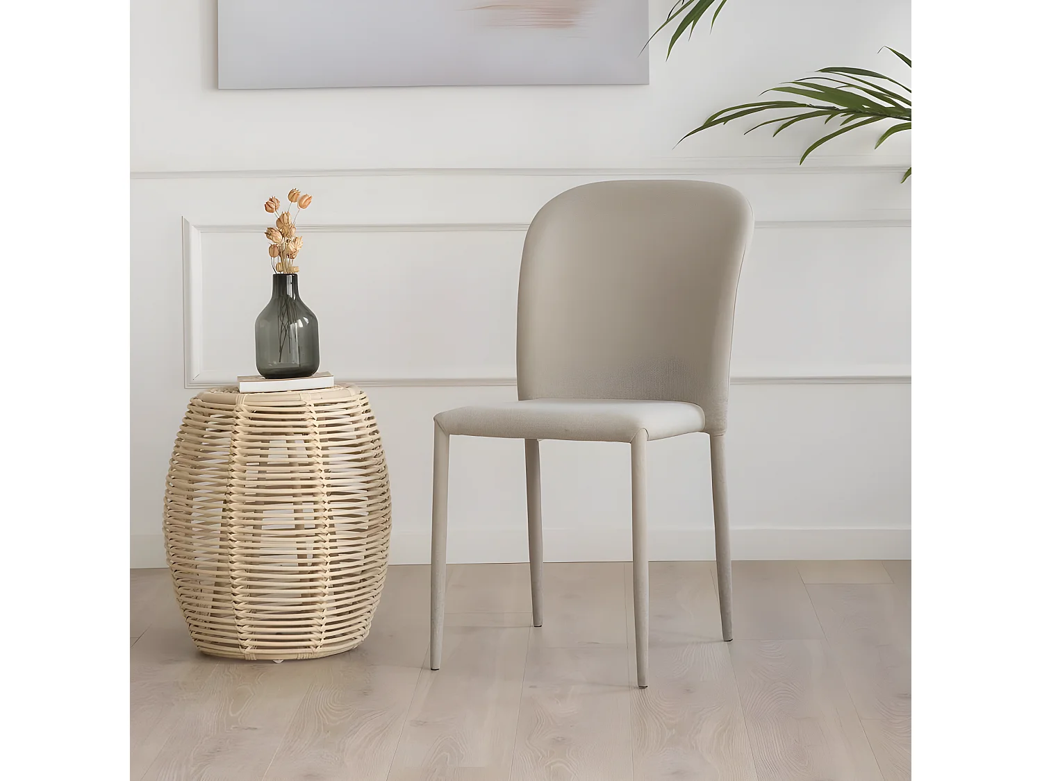 Chaise rembourrée en tapisserie Beige 44x89