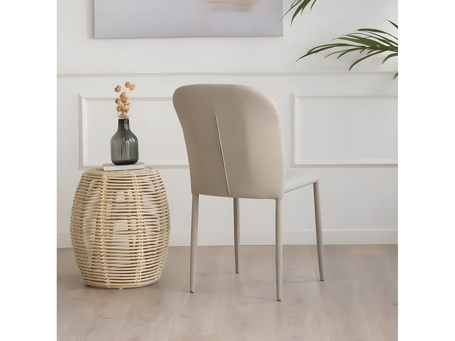 Chaise rembourrée en tapisserie Beige 44x89