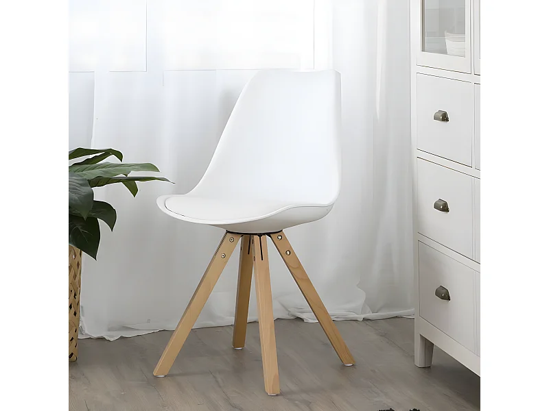 Sedia materiale di iniezione. gambe di legno Bianco 60x80