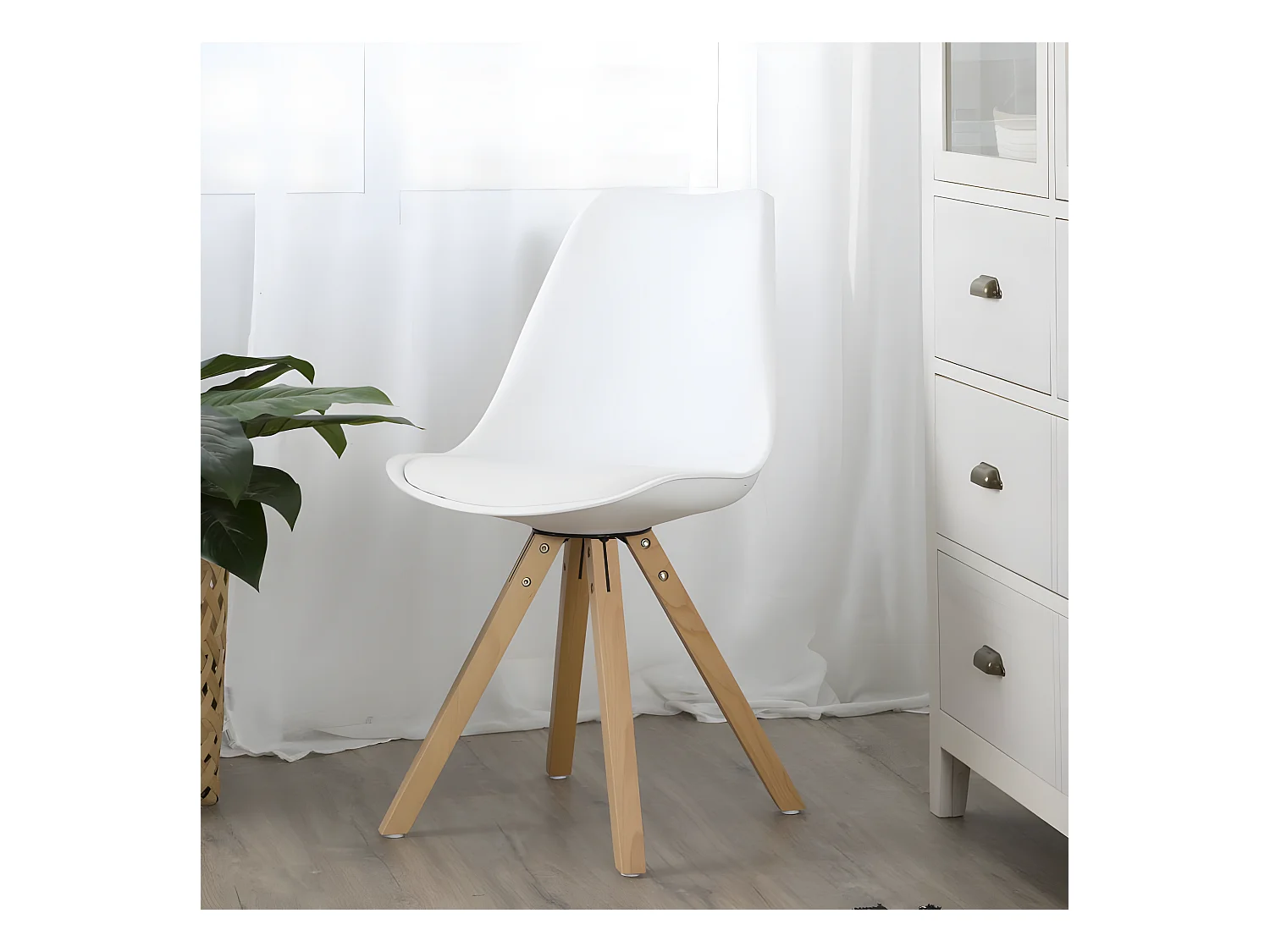 Sedia materiale di iniezione. gambe di legno Bianco 60x80