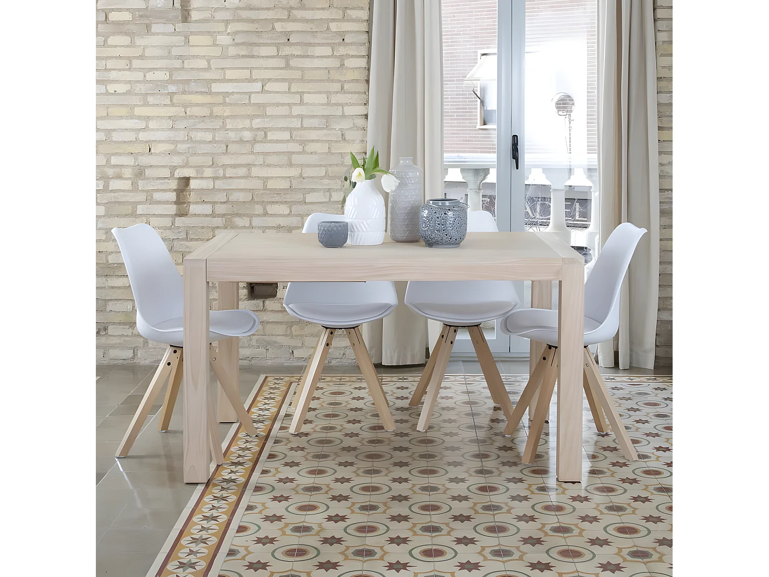 Sedia materiale di iniezione. gambe di legno Bianco 60x80