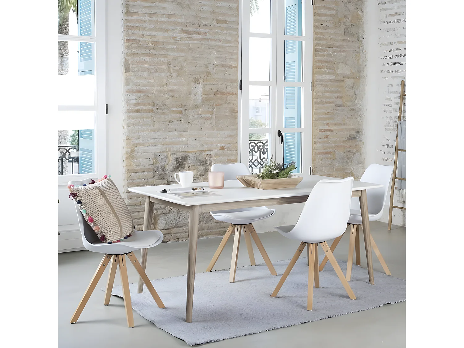 Sedia materiale di iniezione. gambe di legno Bianco 60x80