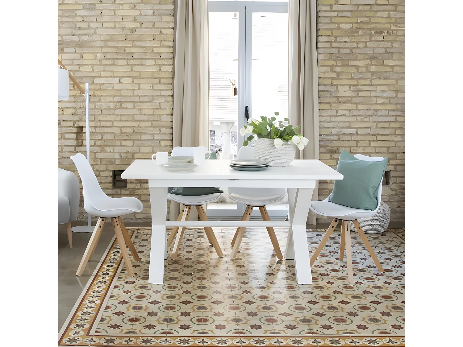 Sedia materiale di iniezione. gambe di legno Bianco 60x80