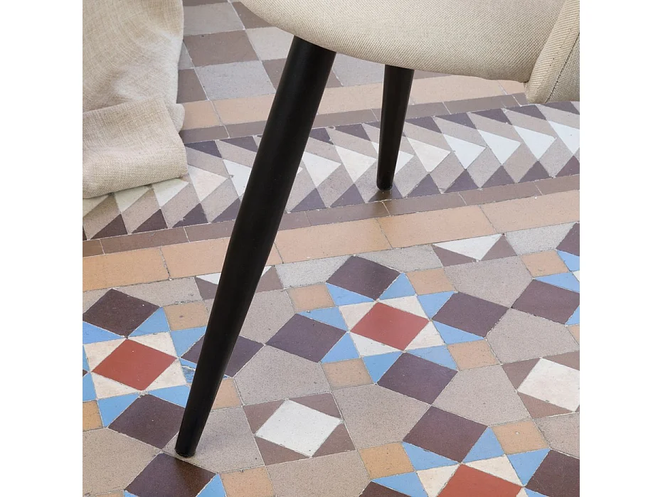 Set di 4 sedie tessuto e legno. gambe metalliche. Beige 48x78