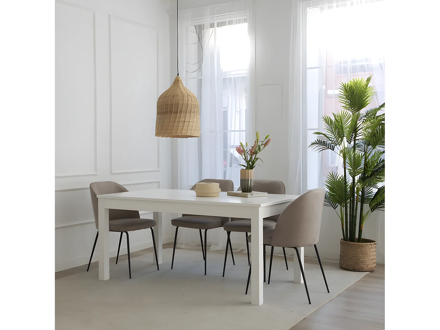 Chaise rembourrée tissu. pieds métalliques Beige (615) 48x86