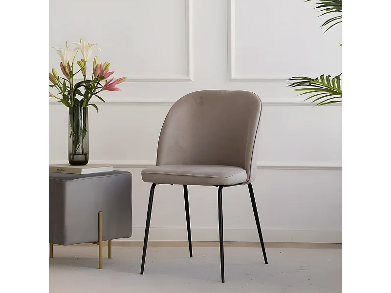 Sedia in tessuto tessuto. gambe metalliche Beige 54x86