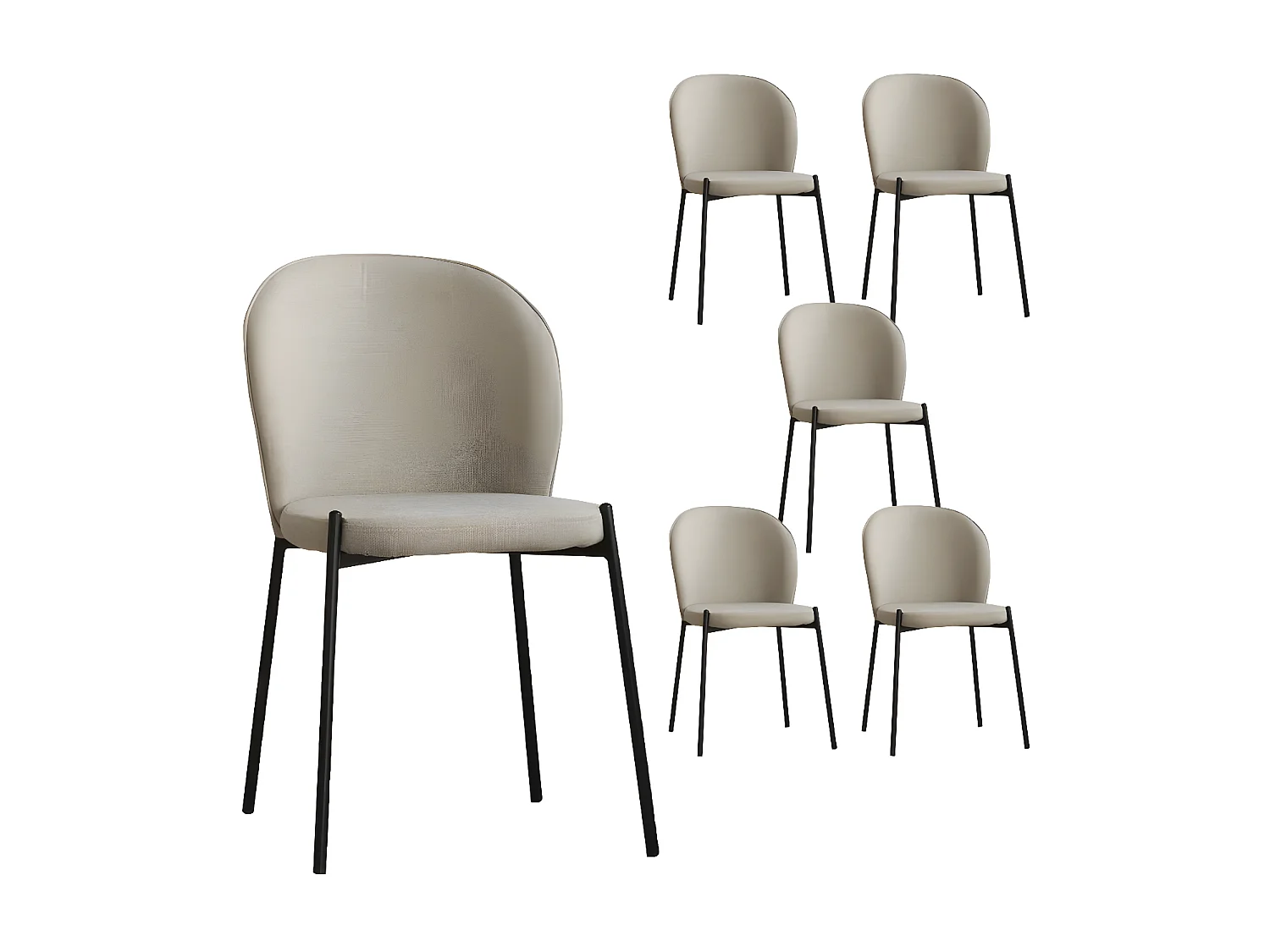 Pack Set di 6 sedie tessuto Beige 48x85