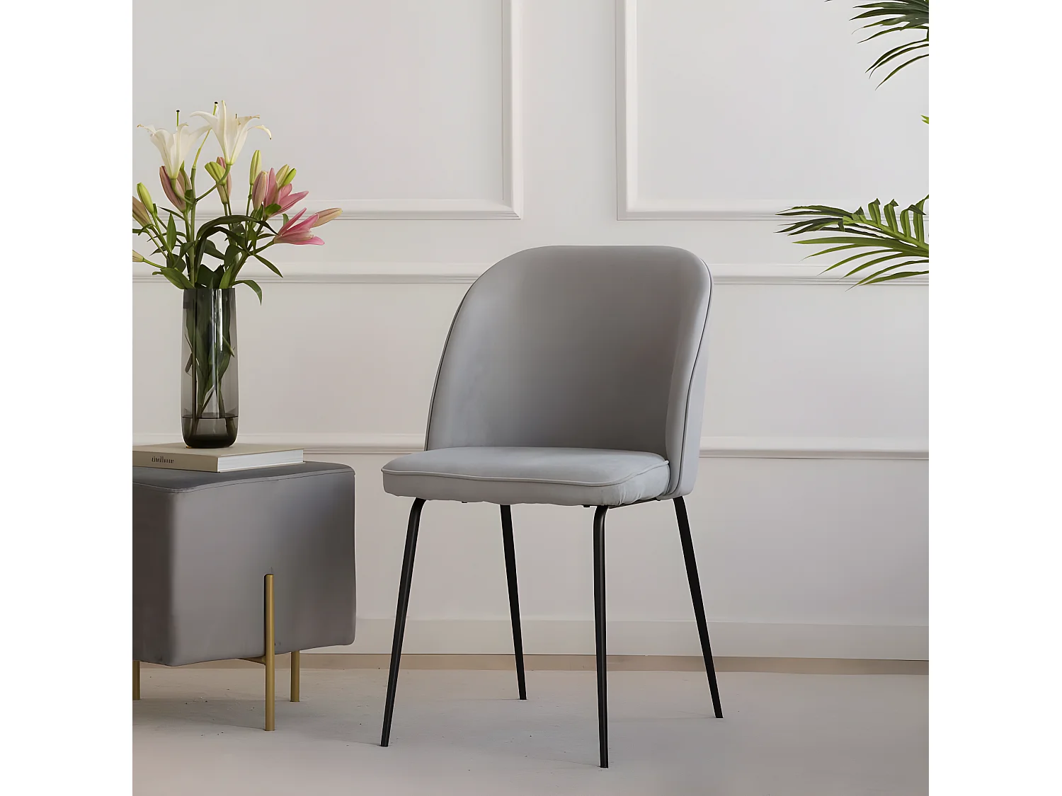 Sedia in tessuto tessuto. gambe metalliche Grigio 54x86