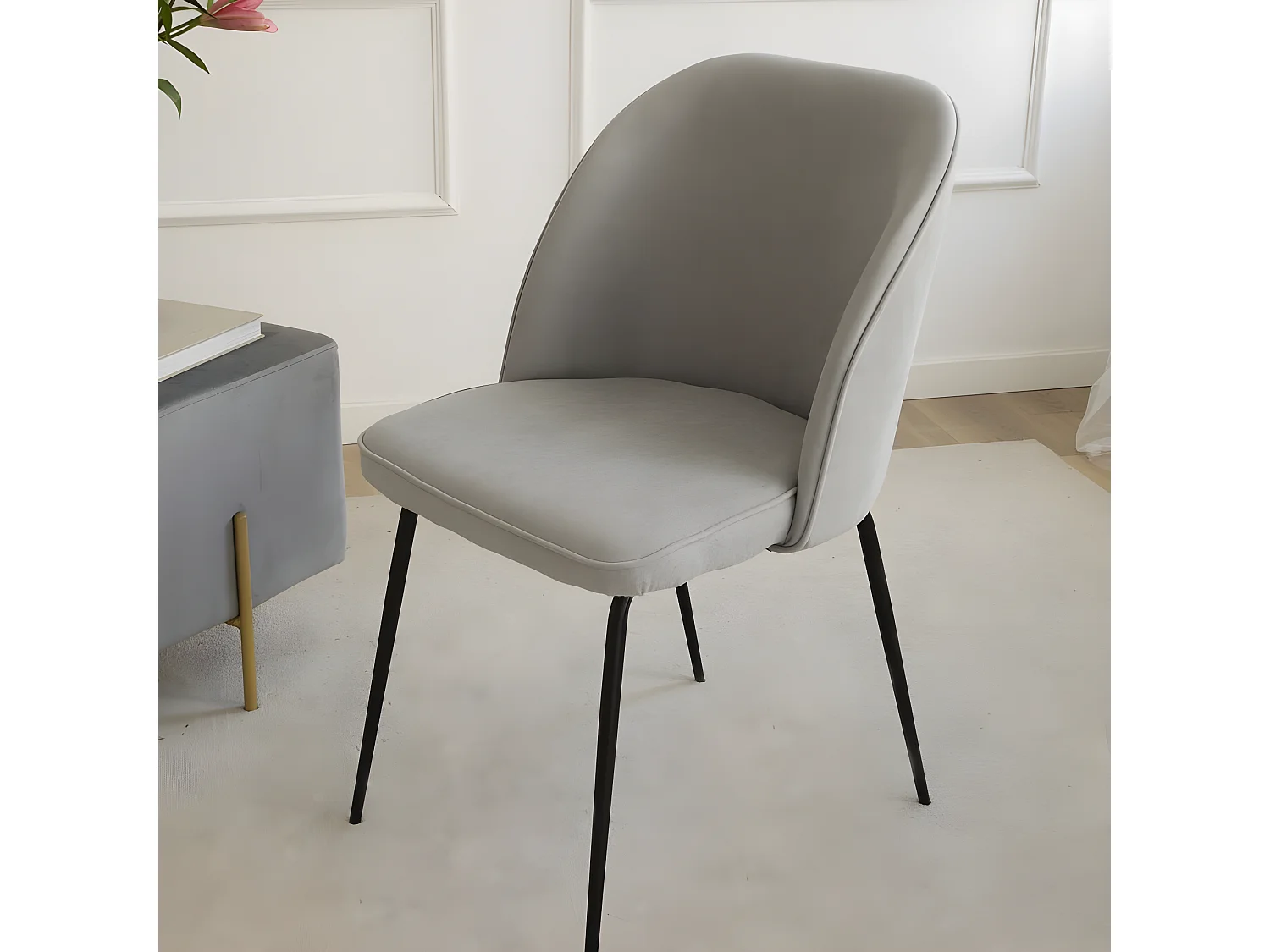 Sedia in tessuto tessuto. gambe metalliche Grigio 54x86