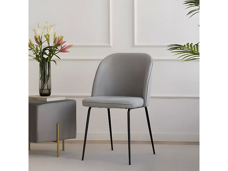 Chaise rembourrée tissu. pieds métalliques Gris (616) 48x86