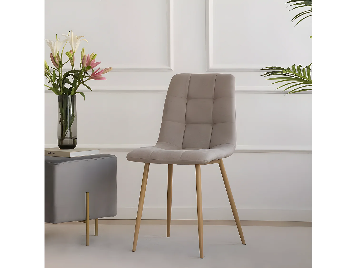 Sedia in tessuto tessuto Beige 55x88