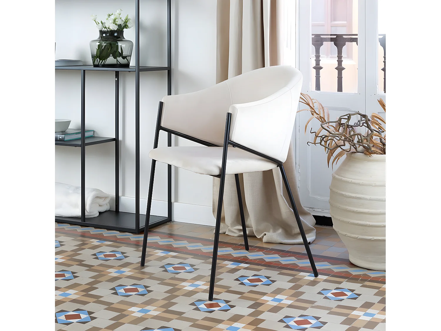 Chaise en tissu et bois Beige (621) 55x81