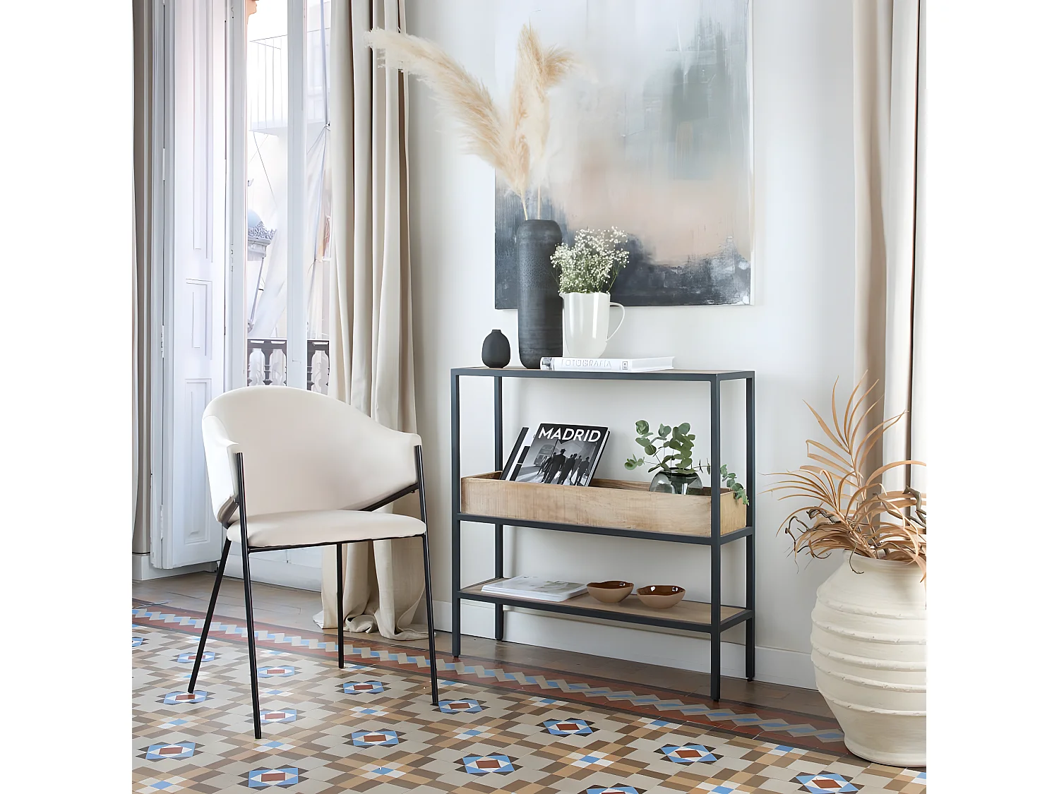 Chaise en tissu et bois Beige (621) 55x81