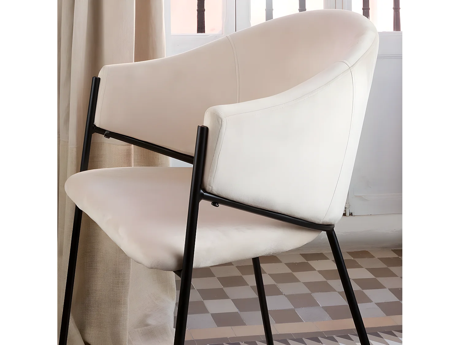 Chaise en tissu et bois Beige (621) 55x81