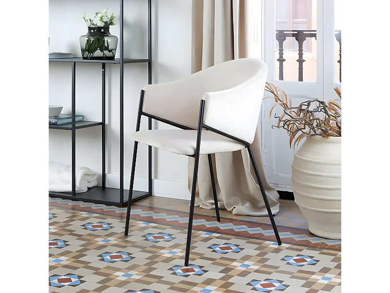 Chaise en tissu et bois Beige (621) 55x81