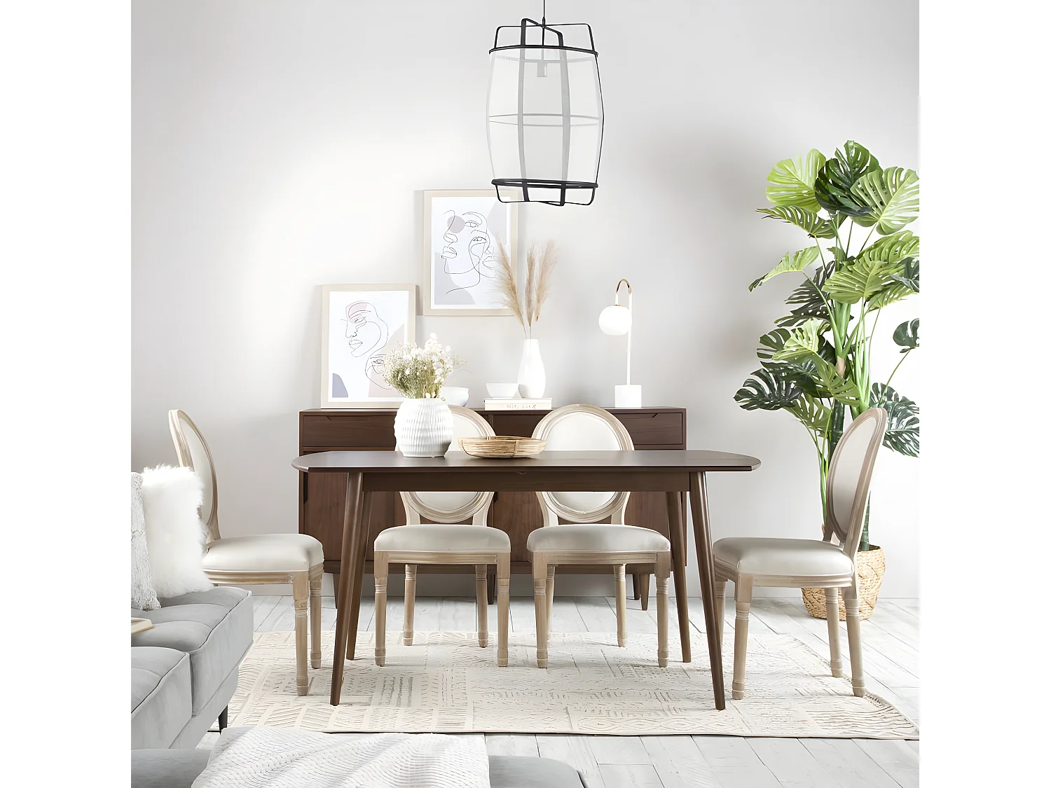 Chaise rembourrée en bois massif Beige (628) 48x96