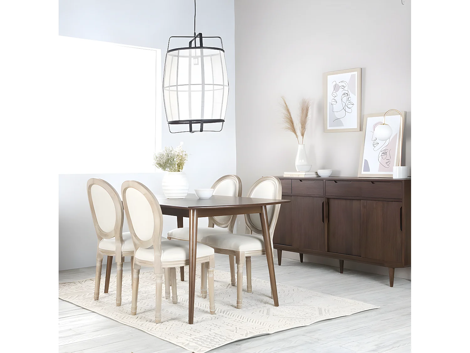 Chaise rembourrée en bois massif Beige (628) 48x96