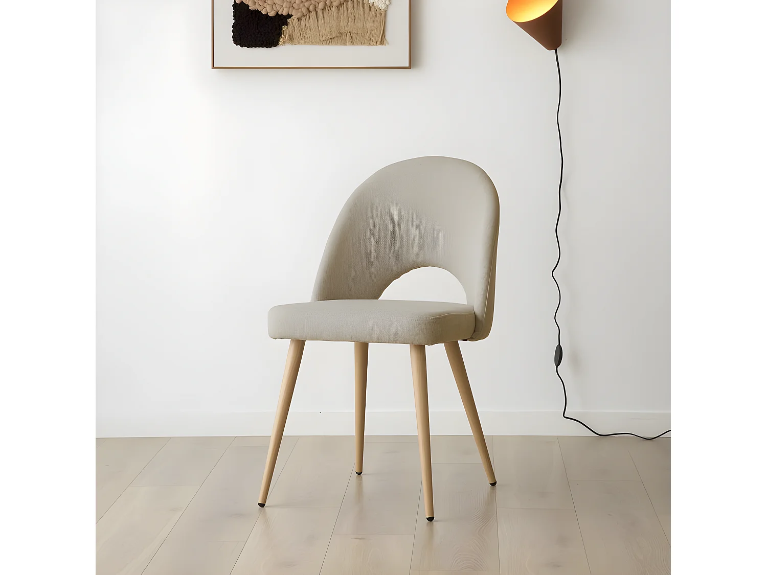 Sedia in tessuto stoffa e legno Beige 59x85