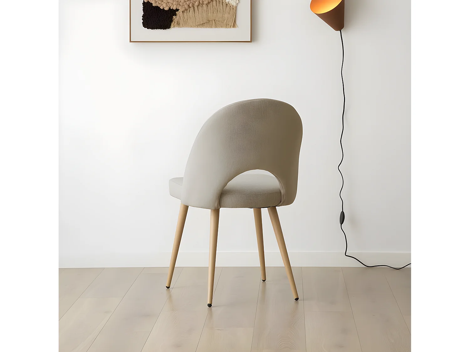 Sedia in tessuto stoffa e legno Beige 59x85