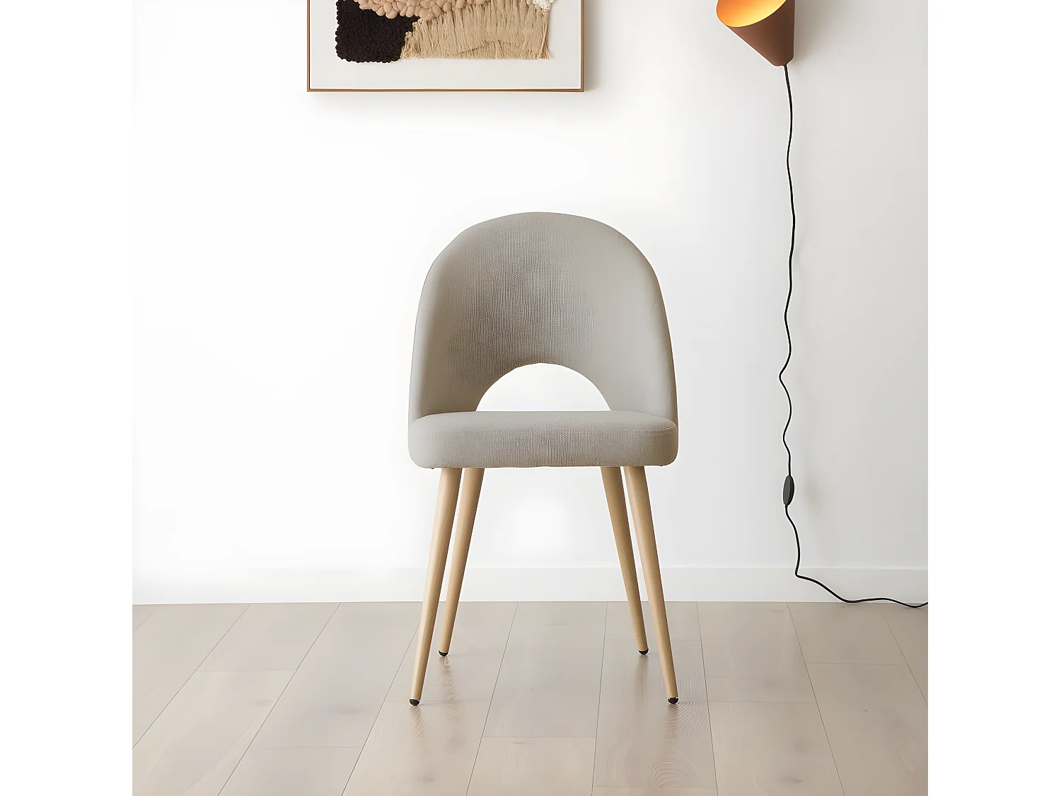 Sedia in tessuto stoffa e legno Beige 59x85