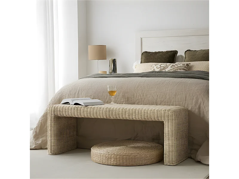 Banc en rotin naturel 120x45