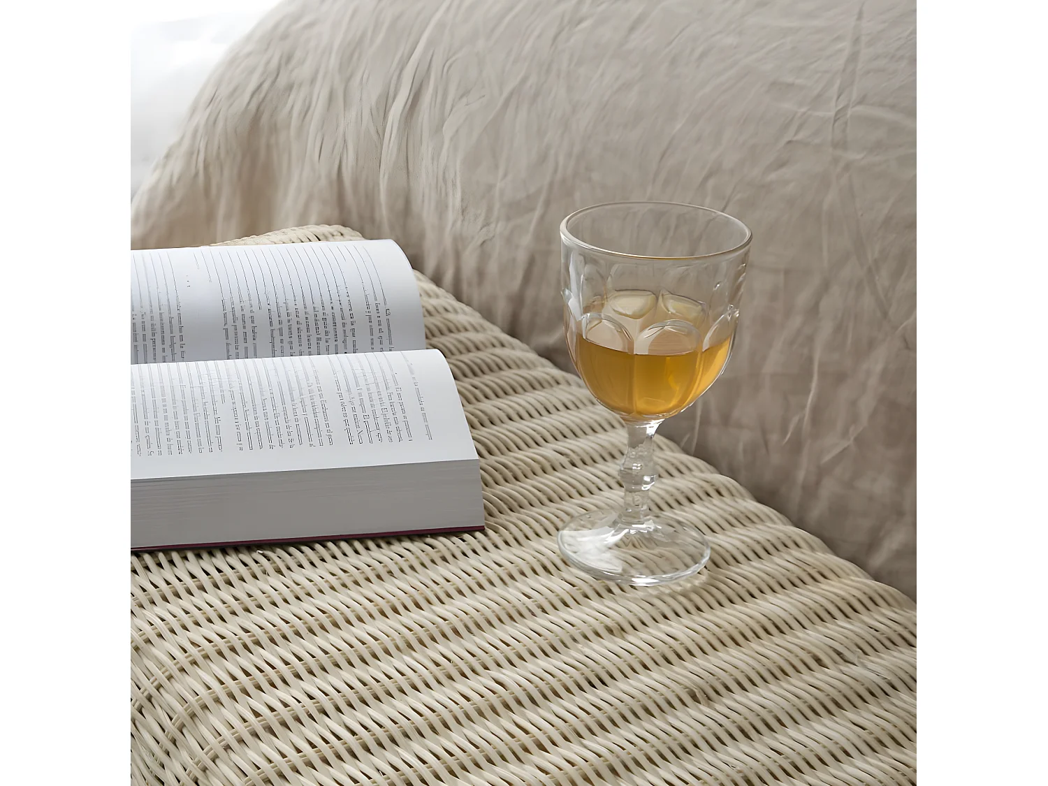 Panca rattan naturale 40x45