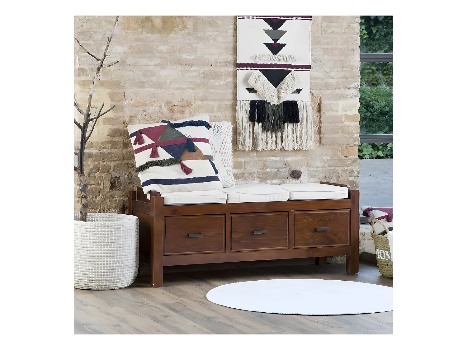 Banc en bois massif marron 115x47