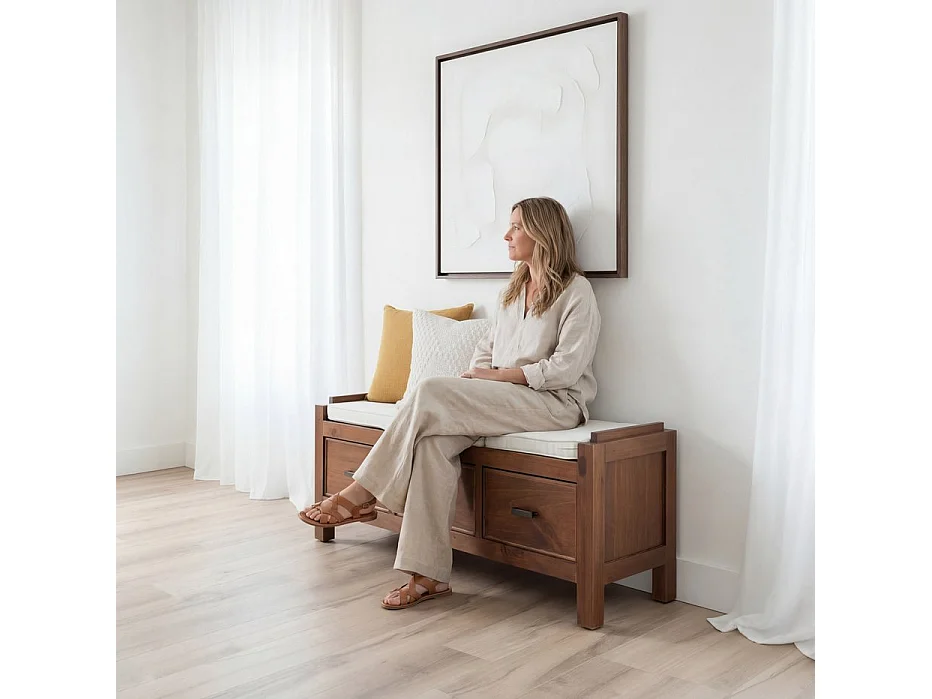 Banc en bois massif marron 115x47