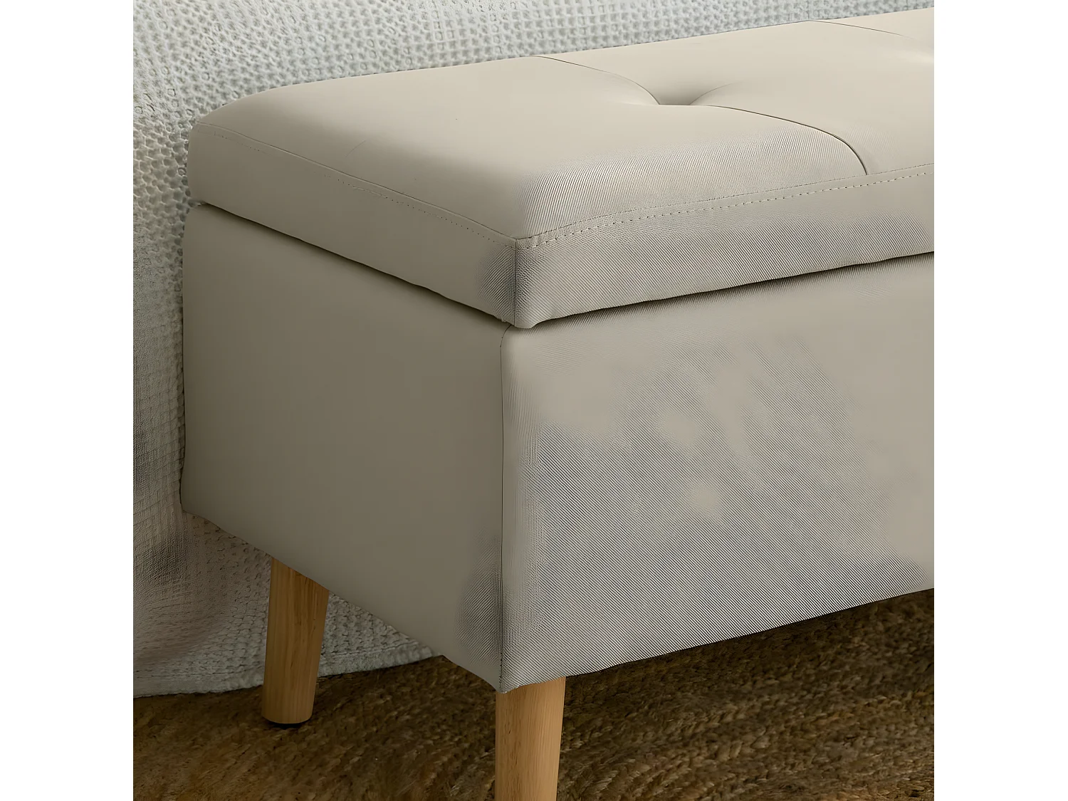 Panca marcature in compensato, schiuma e tappezzeria Beige (800) 43x46