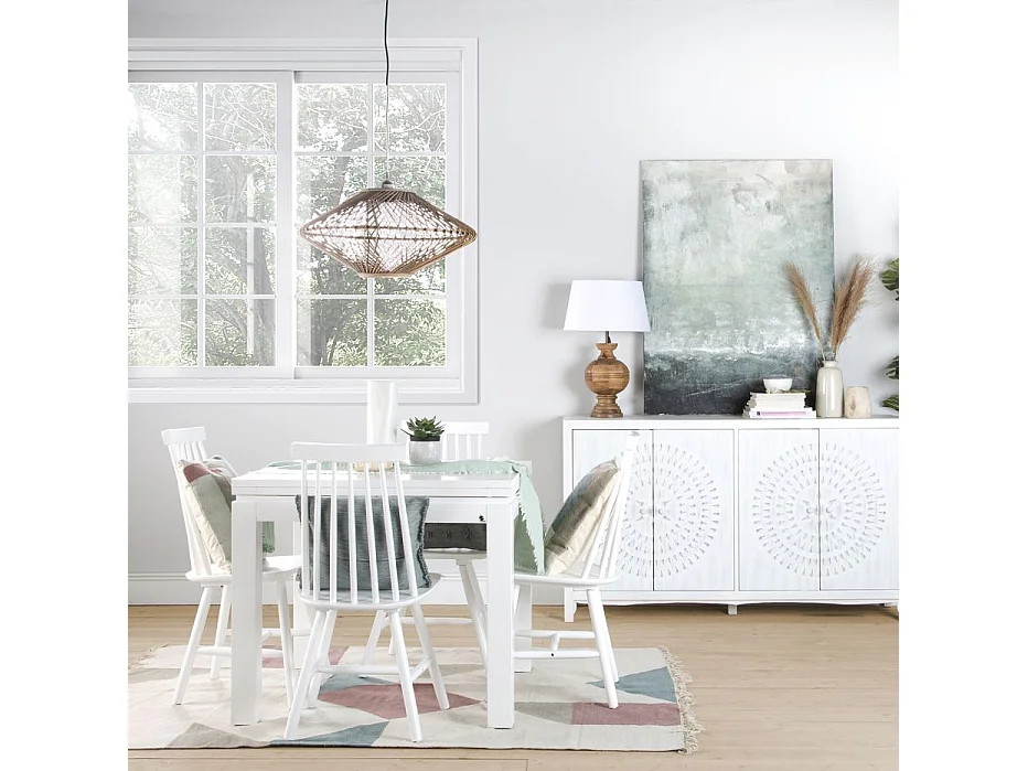 Table à manger extensible en bois massif blanc 90x78