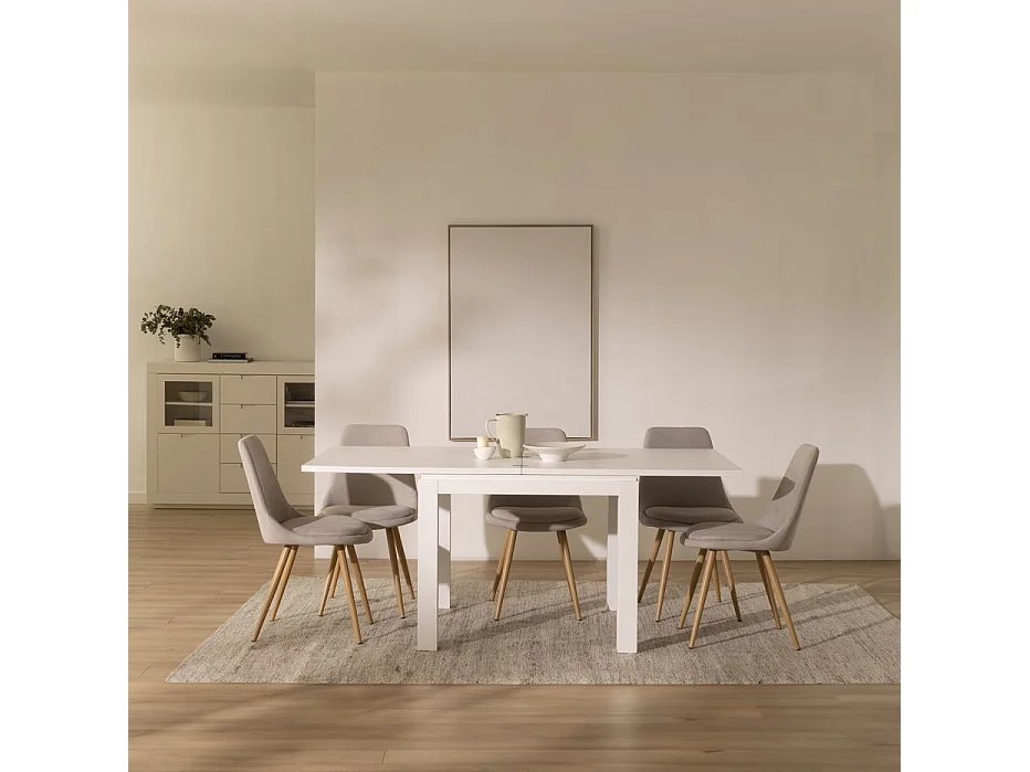 Table à manger extensible en bois massif blanc 90x78